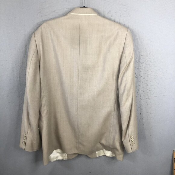 Oscar De La Renta Blazer Mens 46R  Cream Silk Wool Sport Coat Jacket Career - Picture 3 of 16